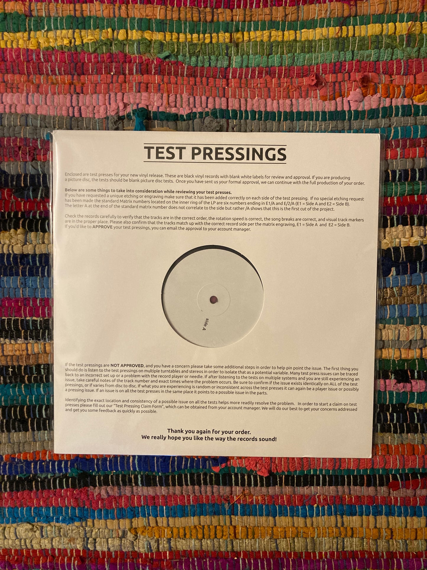 TEST PRINT: Live at Abandoned Studios Vinyl